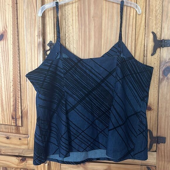 ***** 5 for $25 Ashley Stewart Denim Tank with Velvet and Sparkles - Picture 3 of 6